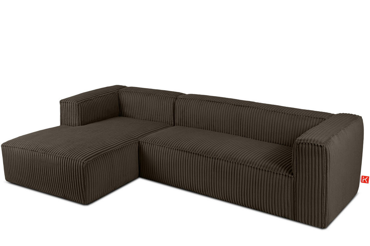 ECKSOFA-LINKS FEROX Modern, Cord-Stoff, braun - Braun, Textil (305/175cm) - KONSIMO®