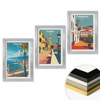 WANDBILDER 3er Set - 20x30 cm Silberner Rahmen - Retro-Stadtillustrationen - Silberfarben, Kunststoff (20/30cm) - ArtPrintCave