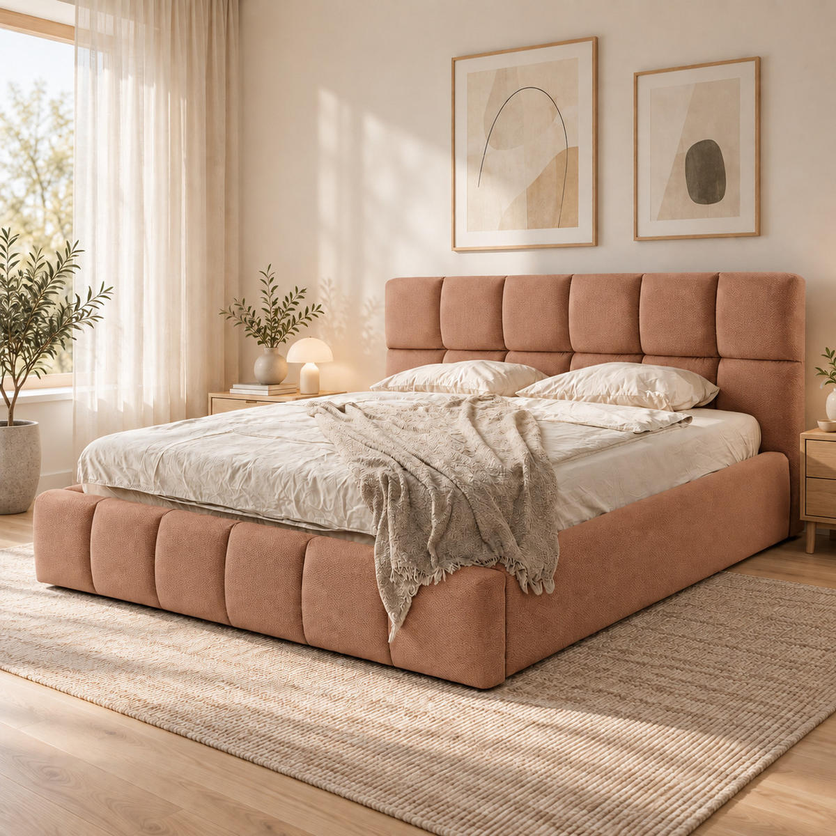 POLSTERBETT mit Stauraum 180x200 cm in Rost - Rostfarben, Textil (180/200cm) - Home Collective