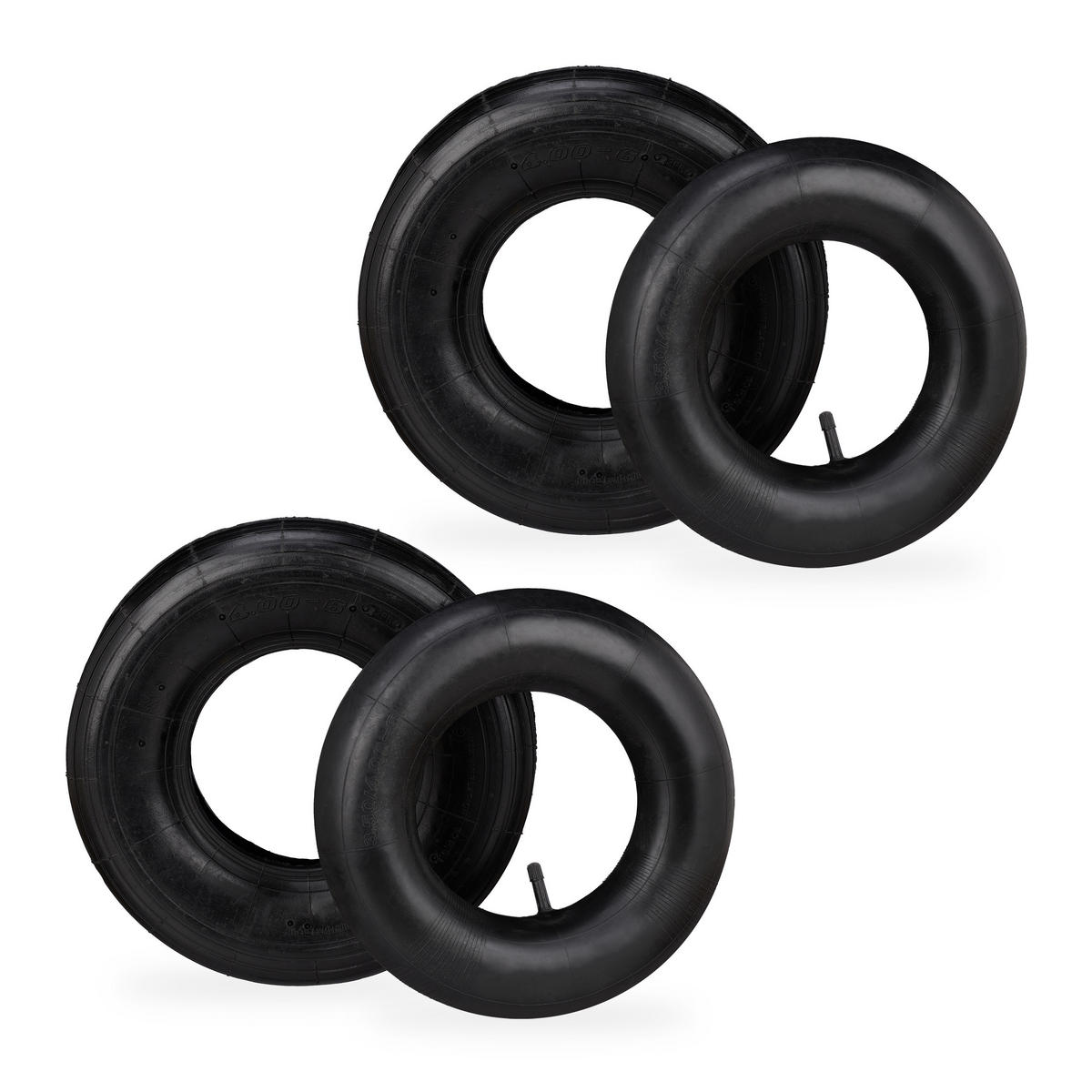 2xSCHUBKARRENRAD - Schwarz, Kunststoff (7.5/32/32cm) - Relaxdays