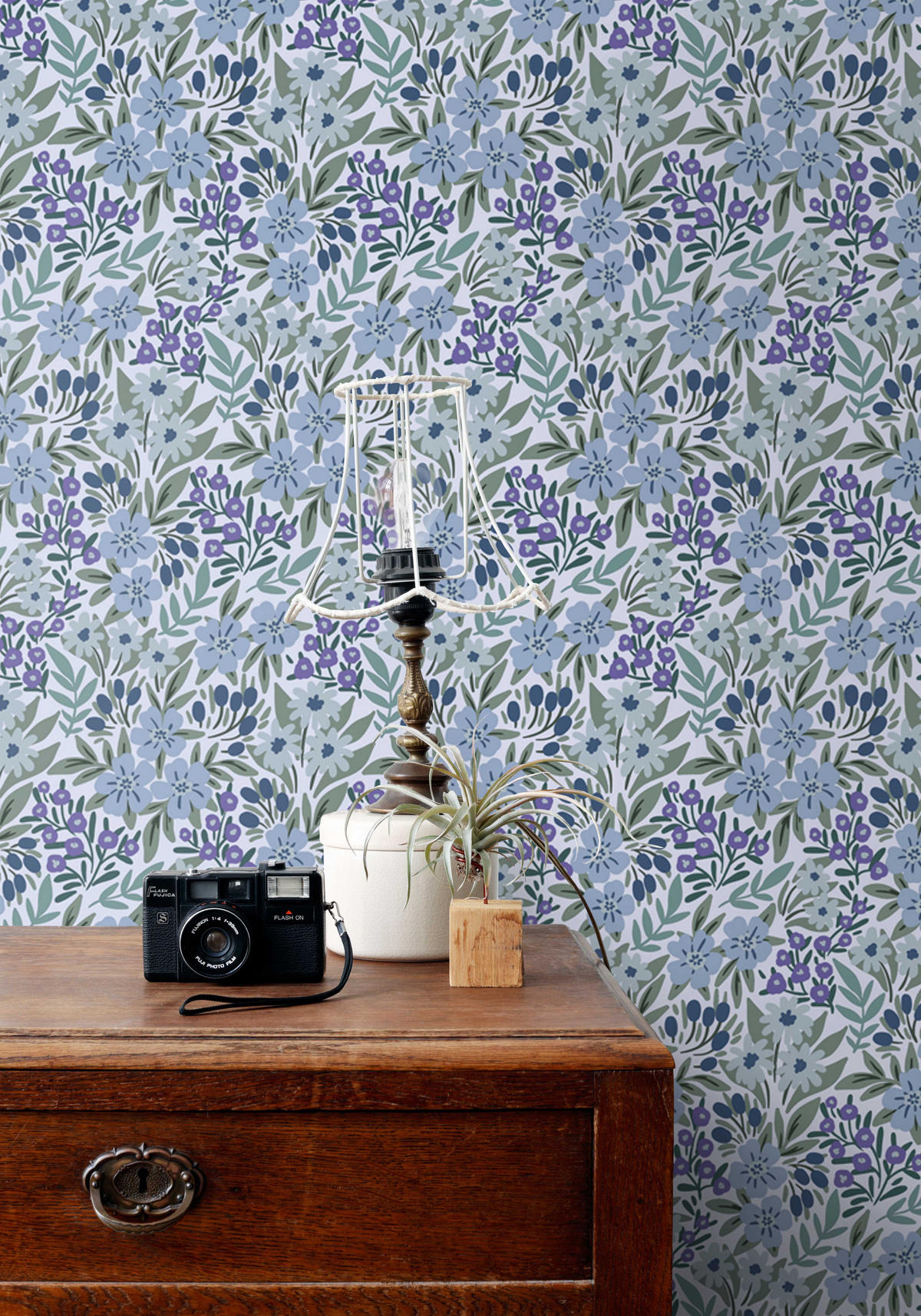 TAPETE Blumen 50 x 900 cm - Blau, Papier (50/900cm) - ESTAhome