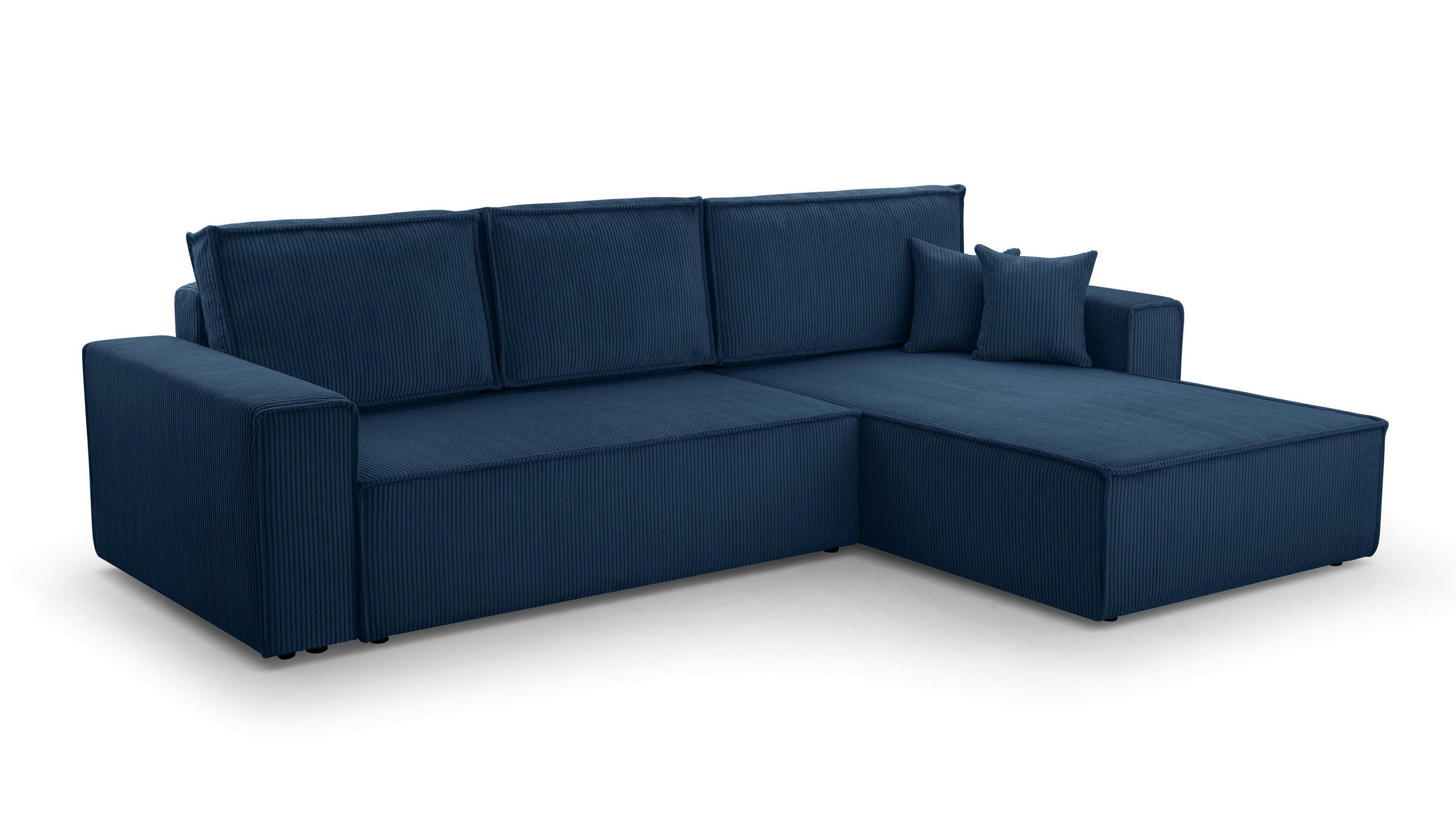 ECKSOFA L Form Cedria Blau 287/145/85 cm mit Schlaffunktion - Schwarz/Dunkelblau, Kunststoff/Textil (287/145cm) - AX Living