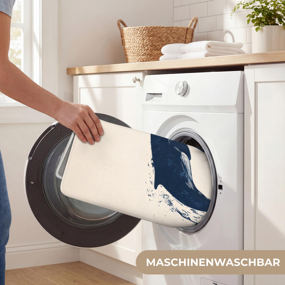 BADEMATTE Wale - Spritzer - Kreis - Dunkelblau 60x120 cm - Dunkelblau, Kunststoff/Textil (60/120cm)