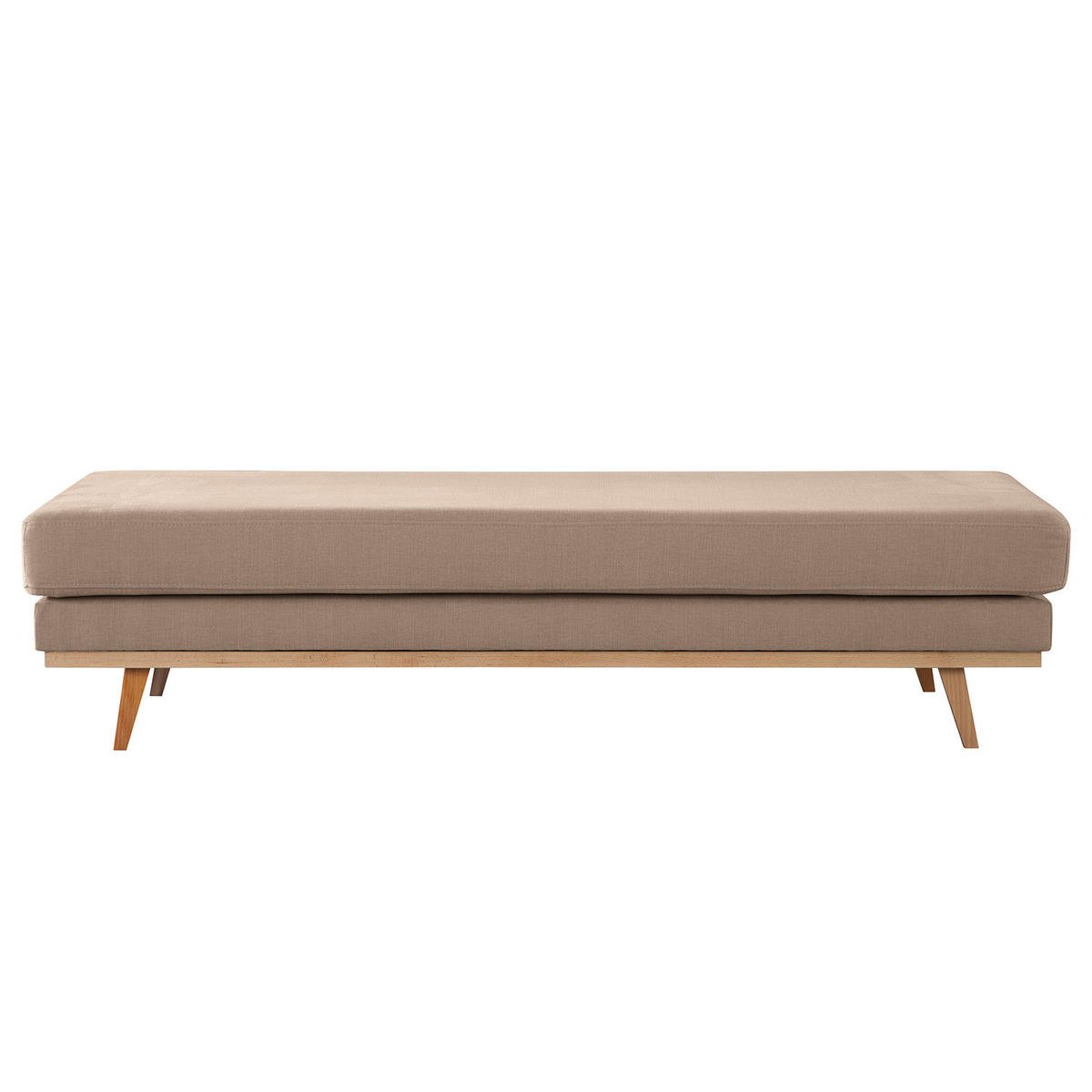 HOCKERBANK - Taupe/Buchefarben, Buchenholz/Textil (180/43/81cm) - home24