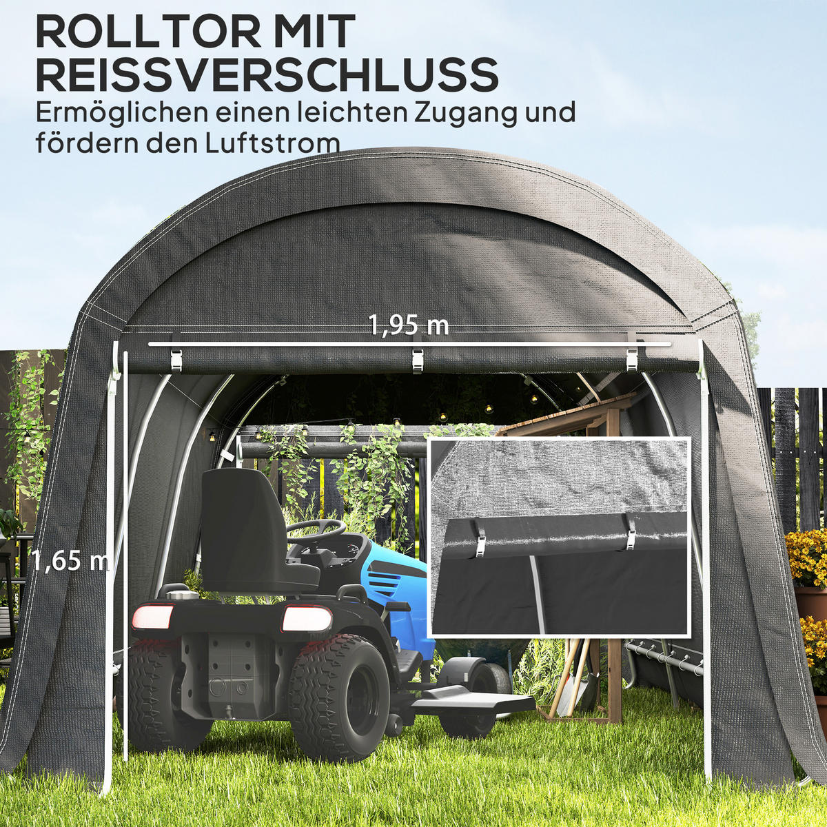 AUFBEWAHRUNGSZELT für Fahrräder - Dunkelgrau, Metall (600/230/300cm) - Outsunny