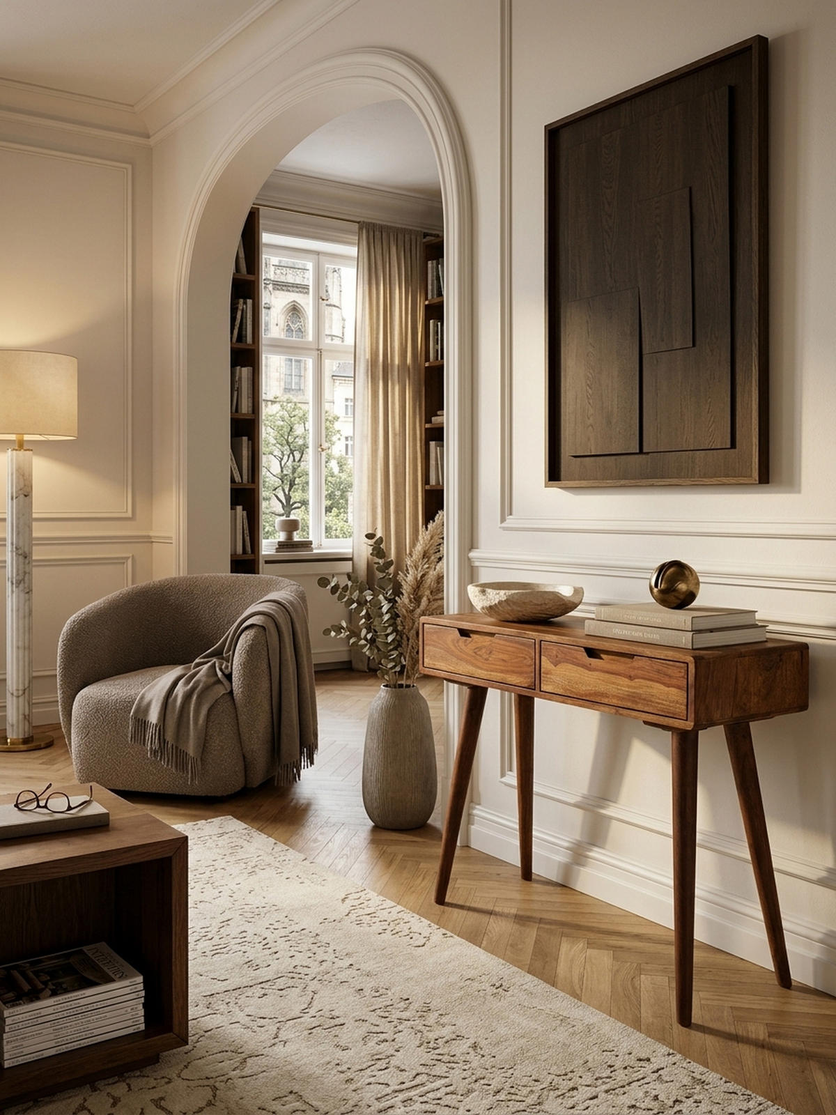 KONSOLENTISCH – Massivholz, 90 cm, handgefertigt, Landhausstil - Braun, Holz (36/90/76cm) - KADIMA DESIGN