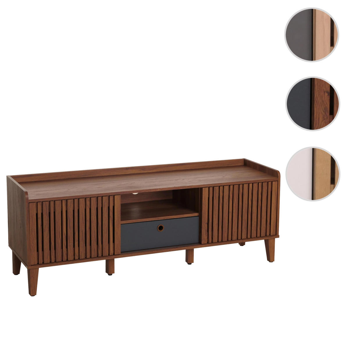 TV-RACK Walnuss Dekor - Walnussfarben, Holz (150/56/40cm) - MCW