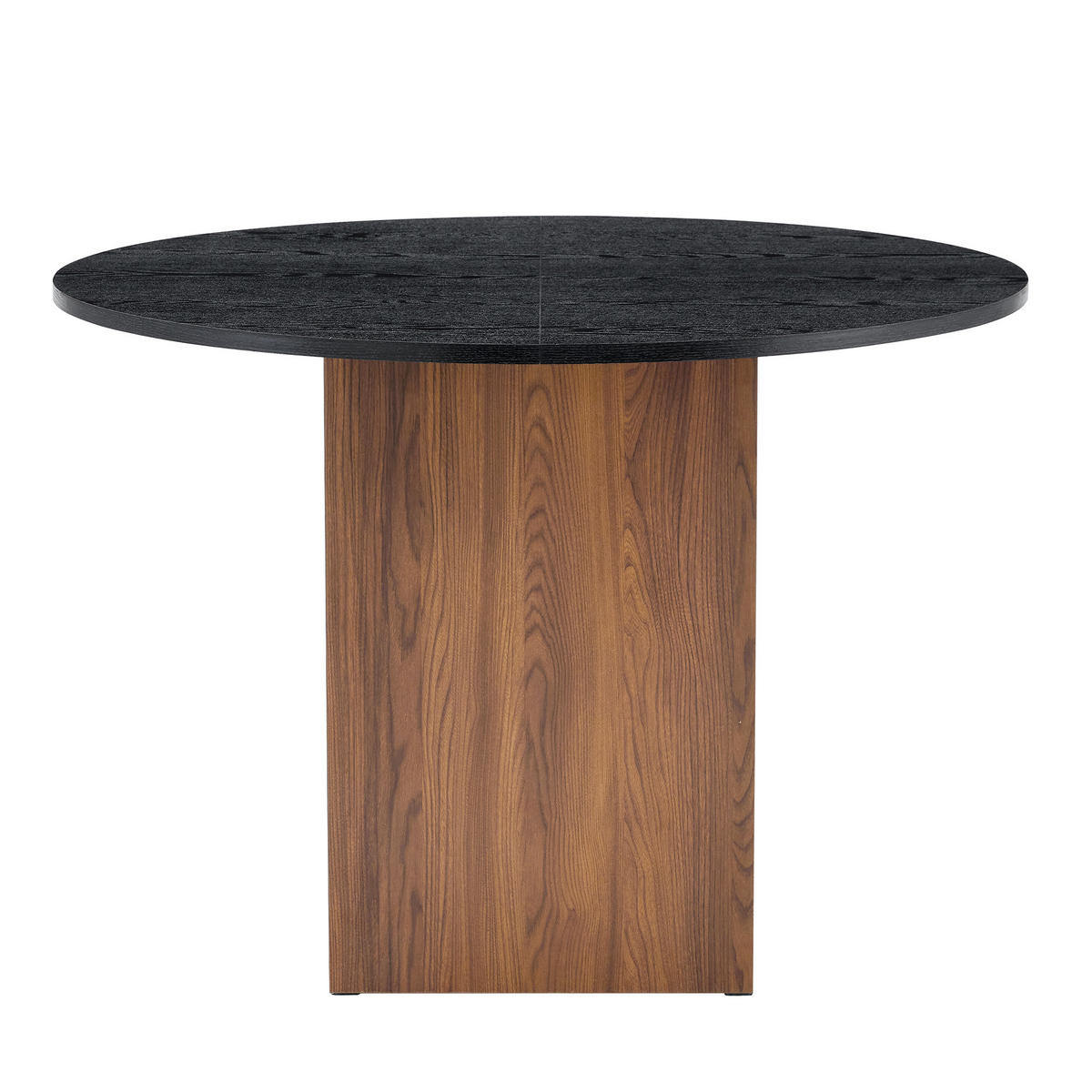 ESSTISCH Schwarz mit Ablageboden und nussbaumfarbenem Metallgestell 100/100/76 cm - Schwarz, Holz (100/100/76cm) - Oxeza