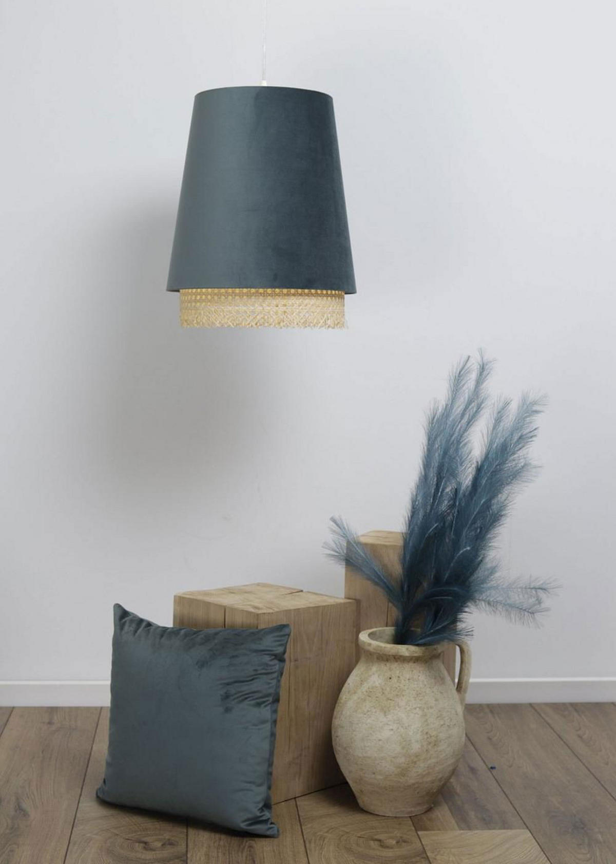HÄNGELEUCHTE Türkis 35/44 cm - Türkis, Naturmaterialen (35/1.3/44cm) - ONZENO