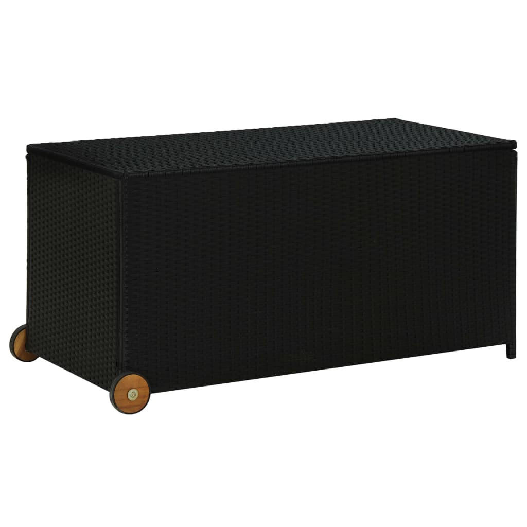 GARTEN-AUFLAGENBOX Schwarz 120x65x61 cm Poly Rattan - Schwarz, Holz (65/61/120cm) - furnicato