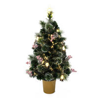 GLASFASER Weihnachtsbaum 95 cm mit LED & Mini-Laternen - Grün, Kunststoff (95cm) - Hometopia