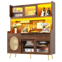 BUFFETSCHRANK aus MDF 145/39/171 cm mit LED-Beleuchtung und Lochwand, Braun - Braun, Holzwerkstoff (145/171/39cm) - Redom
