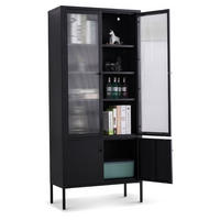 VITRINE TOKIO aus Metall mit Glastüren 80/35/180 cm in Schwarz - Schwarz, Metall (35/180/80cm) - Coemo