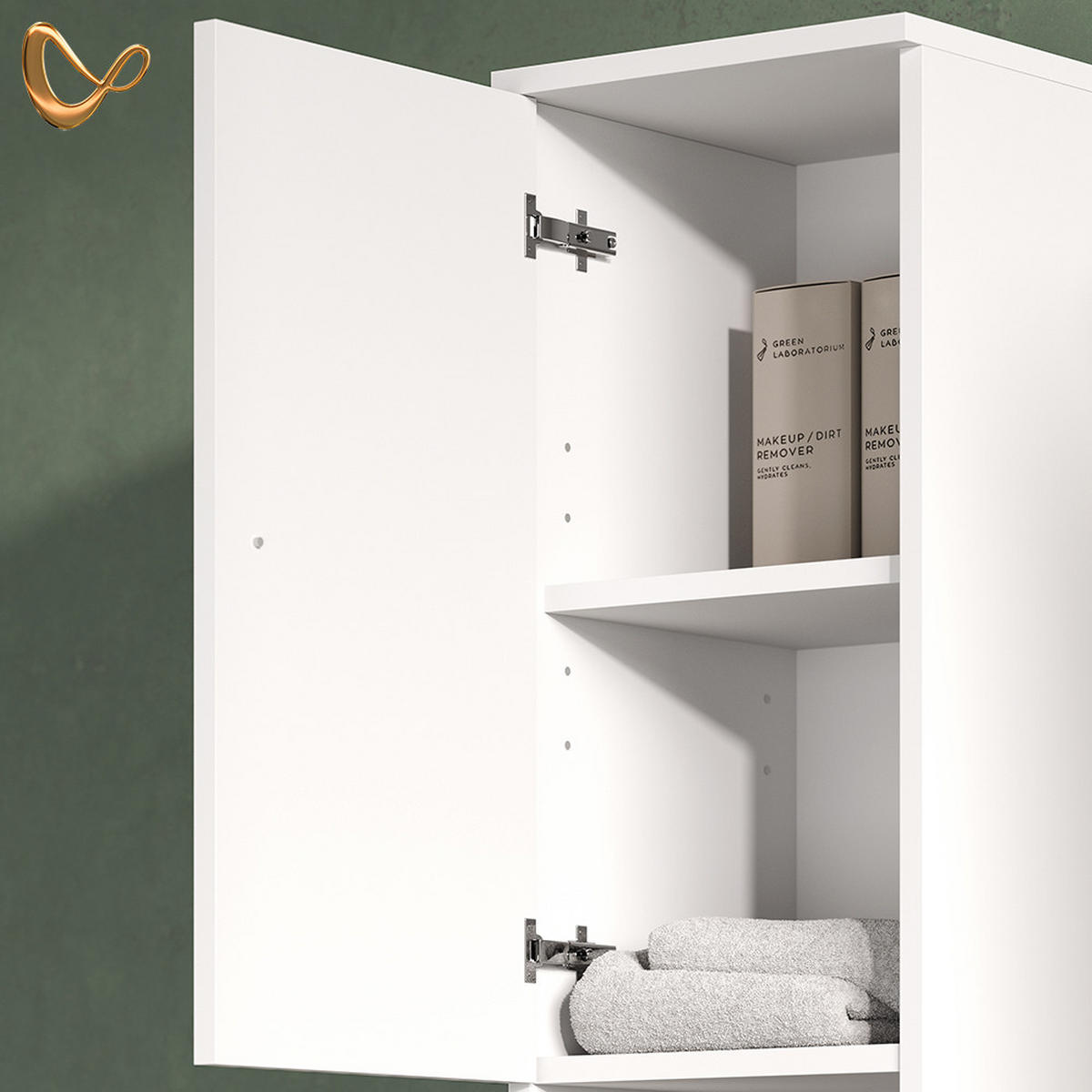 BADSCHRANK Fucino Weiß 30 x 190 cm - Weiß, Holzwerkstoff (30/190/30cm) - Livinity®