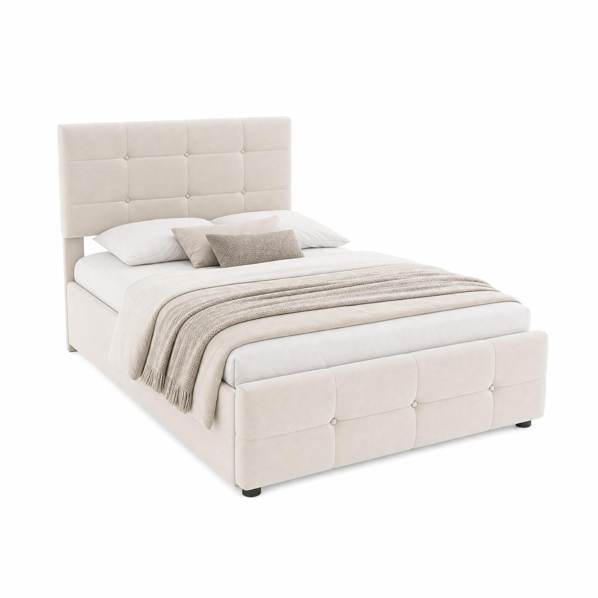 KINDERBETT mit Stauraum 90x200 cm Samt Beige - Beige, Metall (90/200cm) - Meubliv