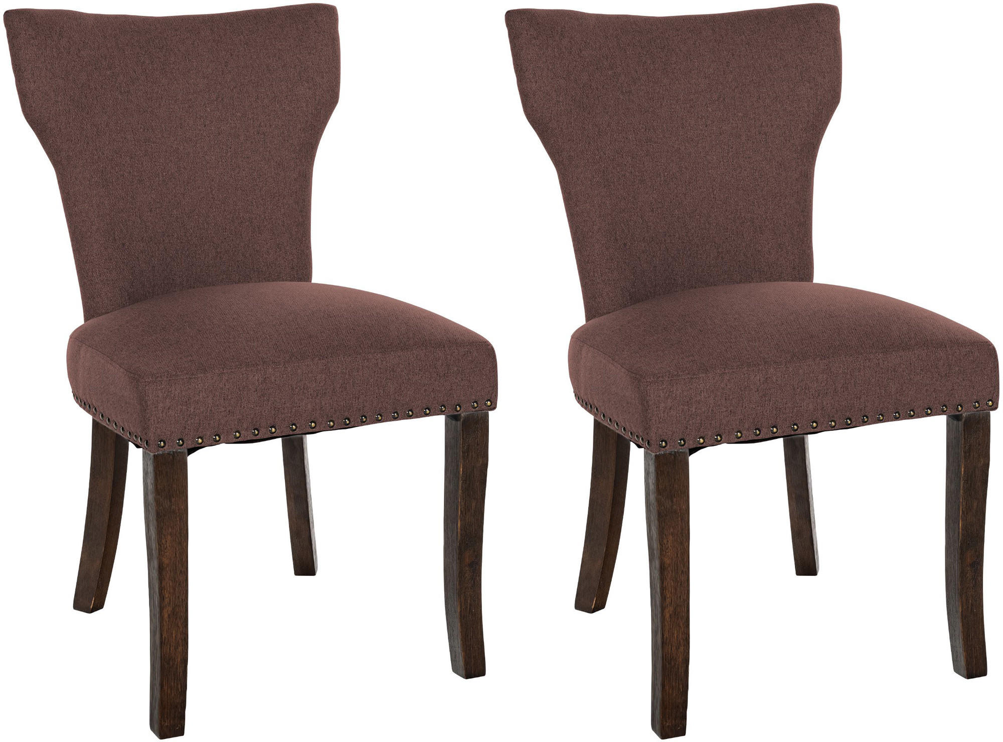 WOHNZIMMERSTUHL 2er Set Stoff braun - Braun, Holz/Textil (52/90/59cm) - CLP