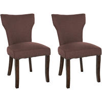 WOHNZIMMERSTUHL 2er Set Stoff braun - Braun, Holz/Textil (52/90/59cm) - CLP