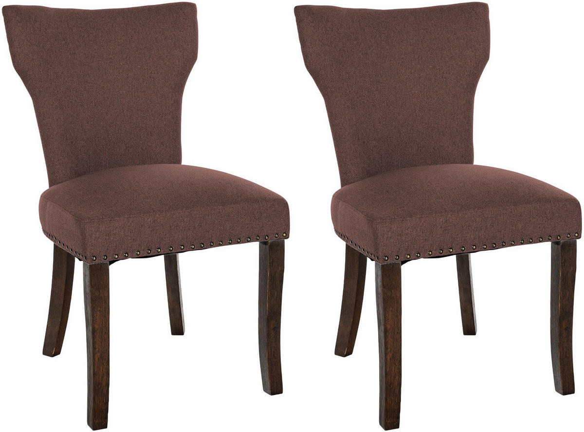 WOHNZIMMERSTUHL 2er Set Stoff braun - Braun, Holz/Textil (52/90/59cm) - CLP