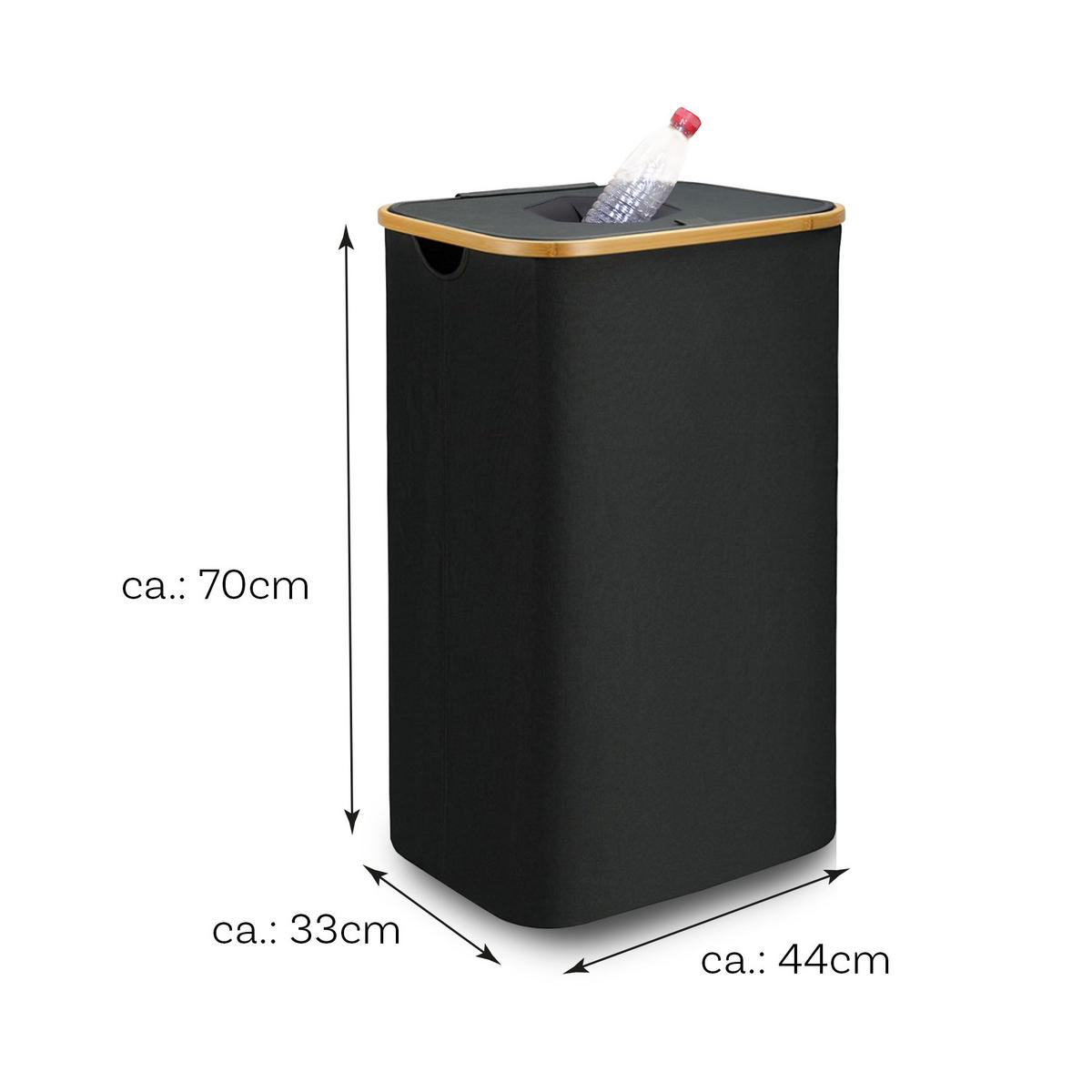 PET-FLASCHEN Sammelbehälter 100L - Schwarz, Textil (44/70/33cm) - Bestlivings