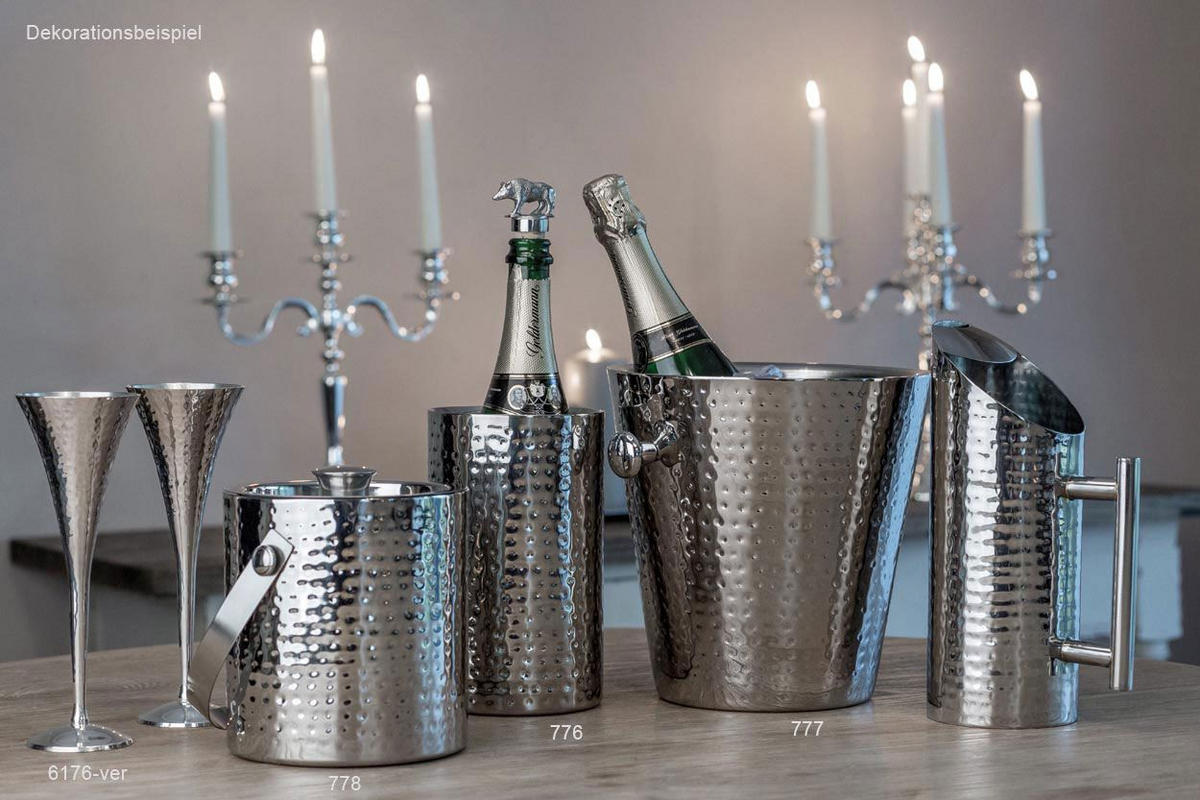 WEIN-/SEKT Flaschenkühler Hammerschlag-Optik (H) 23 x (Ø) 23 cm - Silberfarben, Paraffin (23/23cm) - Hermann Bauer jun. Kollektion GmbH