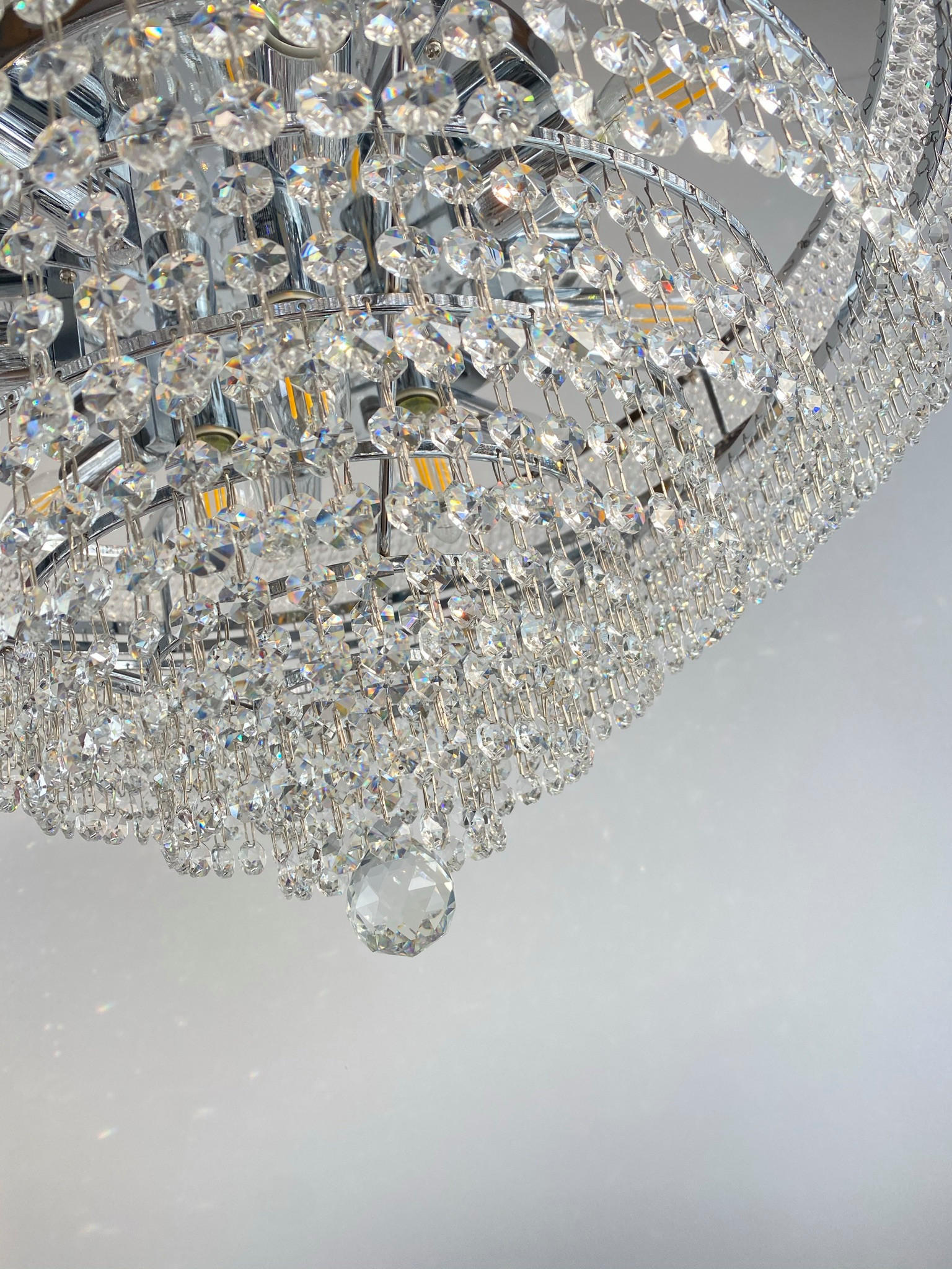 DECKENLEUCHTE Granada Silber Ø60cm gefertigt aus geschliffenen Kristallen - Silberfarben, Glas/Metall (60/60/28cm) - PGA Lights
