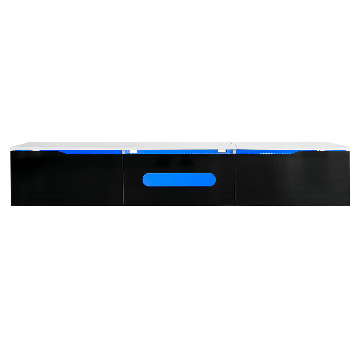 TV-LOWBOARD aus MDF und Spanplatte 180x35x30 cm Schwarz-Weiß mit LED-Beleuchtung - Schwarz, Holzwerkstoff (180/30/35cm) - IVMEU