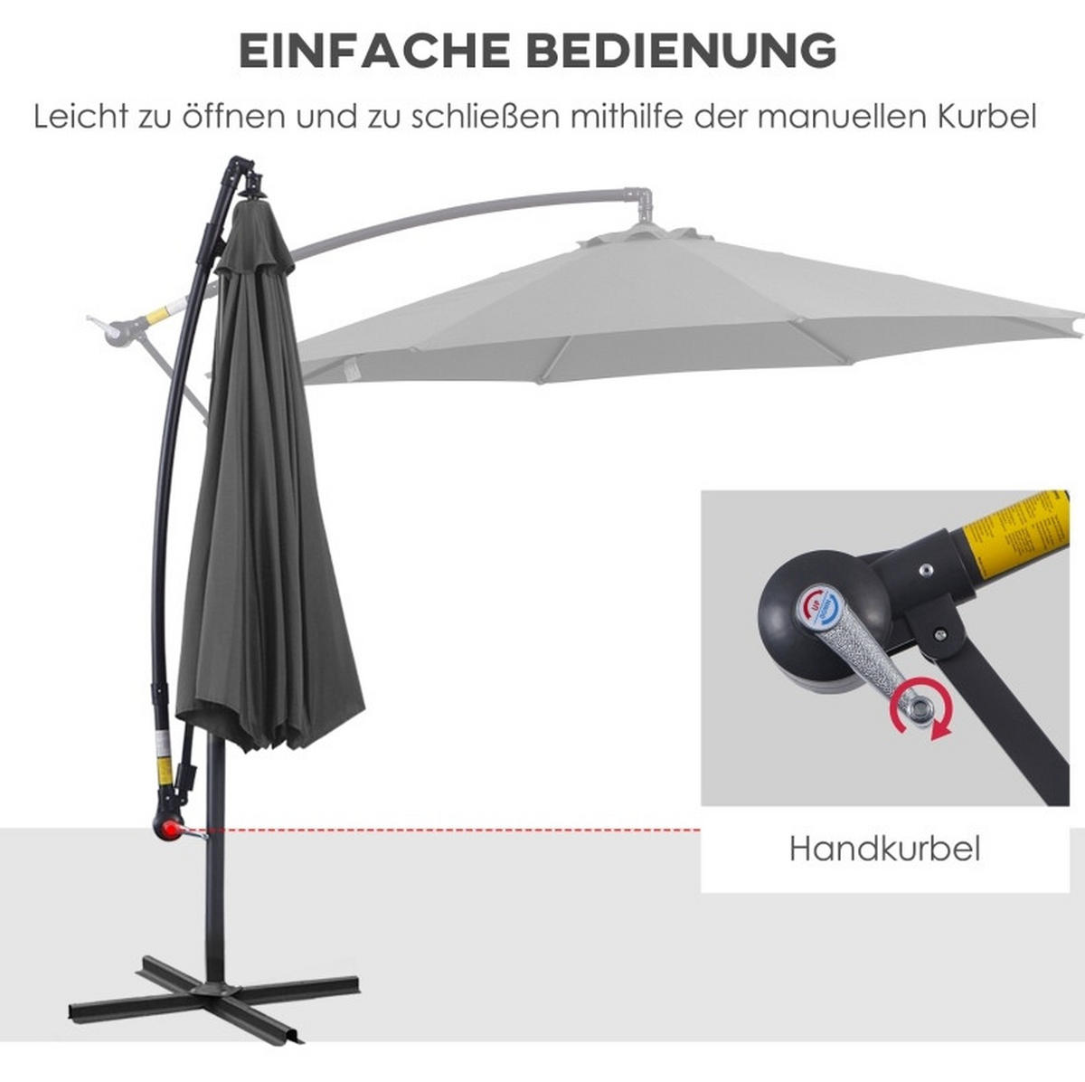 SONNENSCHIRM 198/130/245 cm cremeweiß aus Aluminium knickbar - Beige, Holzwerkstoff (130/198cm) - OKWISH