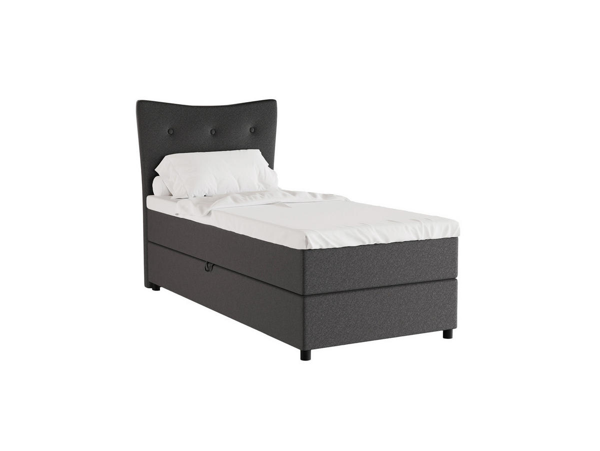 BOXBETT Nevada 90x200 cm Polsterbett mit hochwertiger Bonell-Matratze und Topper - hellgrau - Hellgrau, Holz (90/200cm) - Homesy