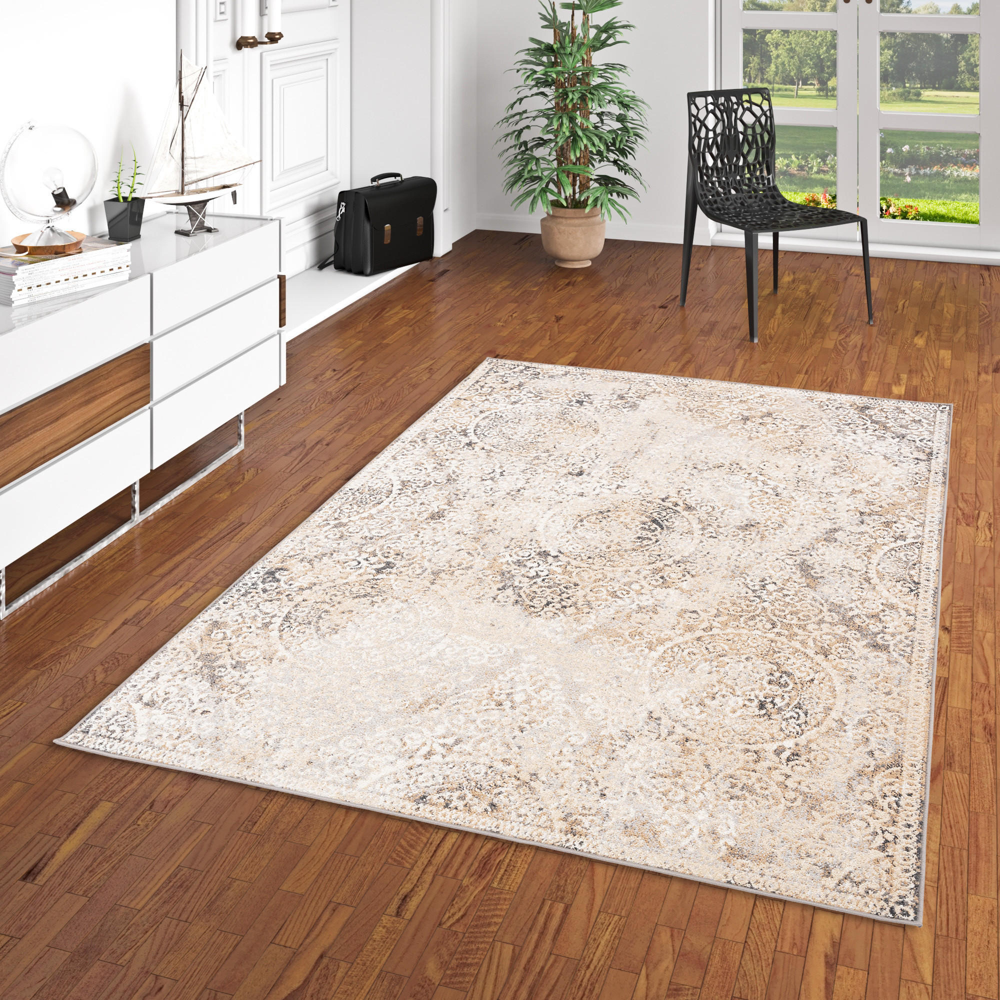 DESIGNER TEPPICH MODERNE ORIENT VINTAGE KLASSIK - Beige, Textil (140/200cm) - Pergamon