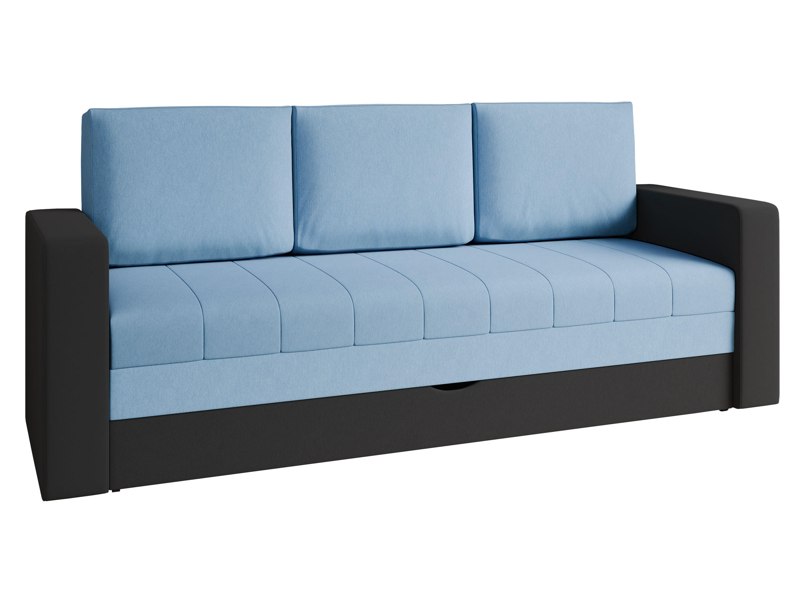 Mirjan24 Schlafsofa Schwarz, Blau 222x86x75 cm