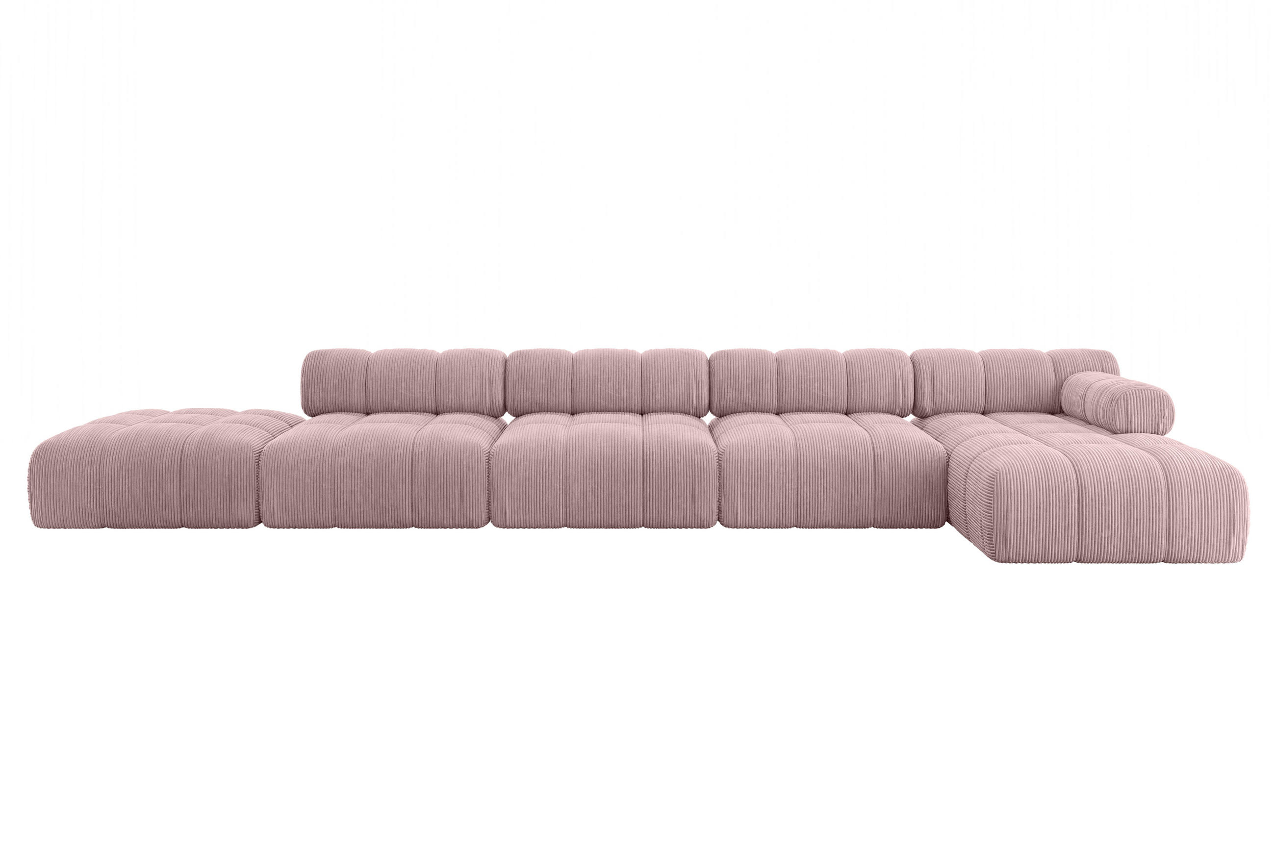 ECKSOFA modulares Sofa Lizur-L3 - 475x160x70 cm Rosa Cord - Rosa, Holzwerkstoff/Textil (475/160cm) - ALTDECOR