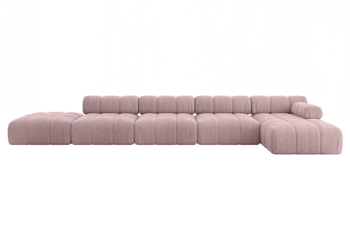 ECKSOFA modulares Sofa Lizur-L3 - 475x160x70 cm Rosa Cord - Rosa, Holzwerkstoff/Textil (475/160cm) - ALTDECOR