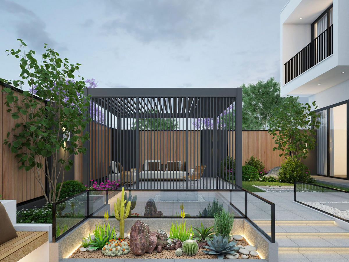 LAMELLENWAND vertikal für Pergola aus Aluminium 123cm Grau - Anthrazit, Metall (123/234/6cm) - WEIDE