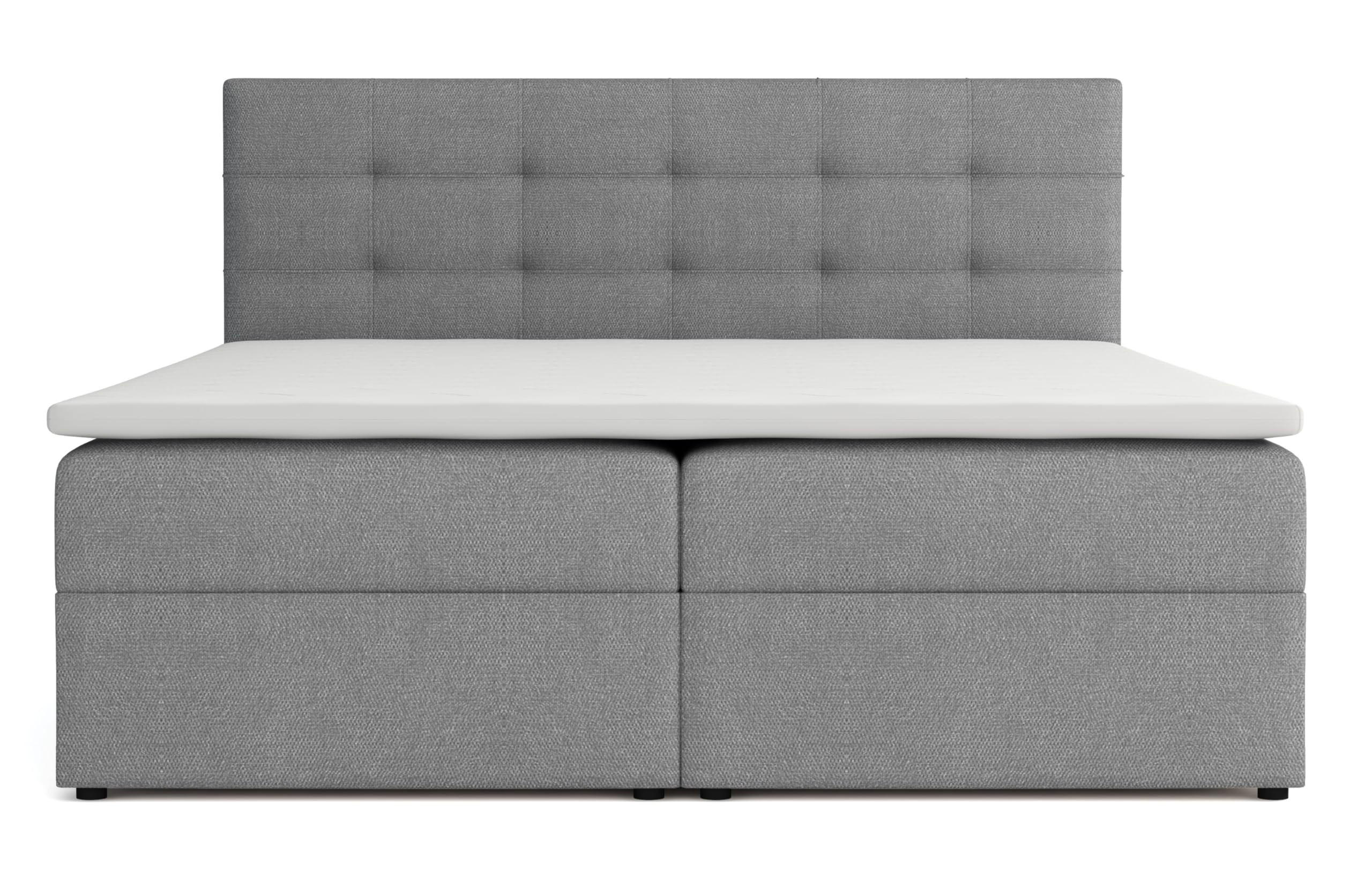 BOXBETT JESSA mit Bettkästen H2/H3 Matratze 180x200cm - Grau, Holzwerkstoff (180/200cm) - VENASI MÖBEL
