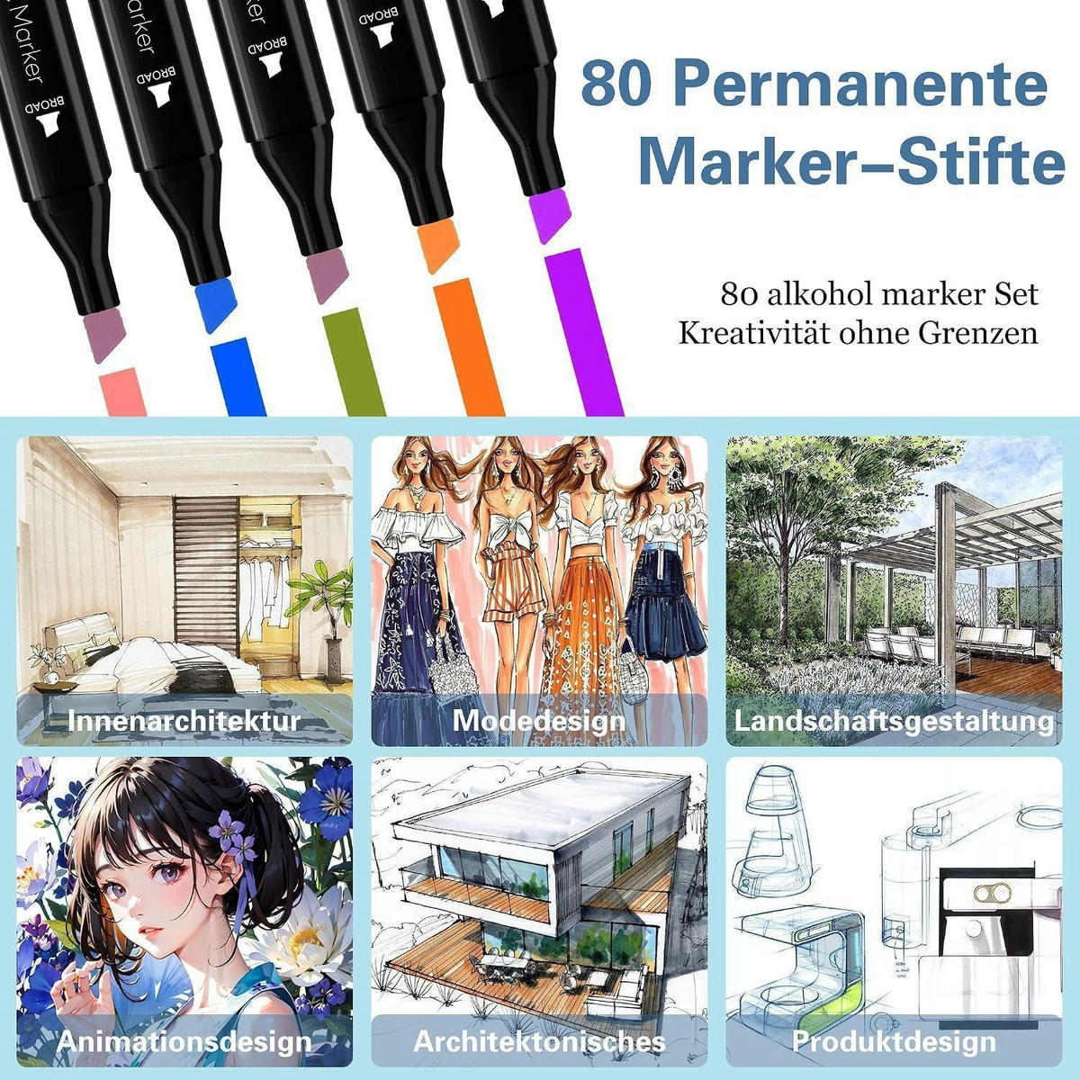 MARKER-SET 80 Farben – Dual Tip mit Aufbewahrungsbox - Multicolor, Kunststoff (10/10/15cm)