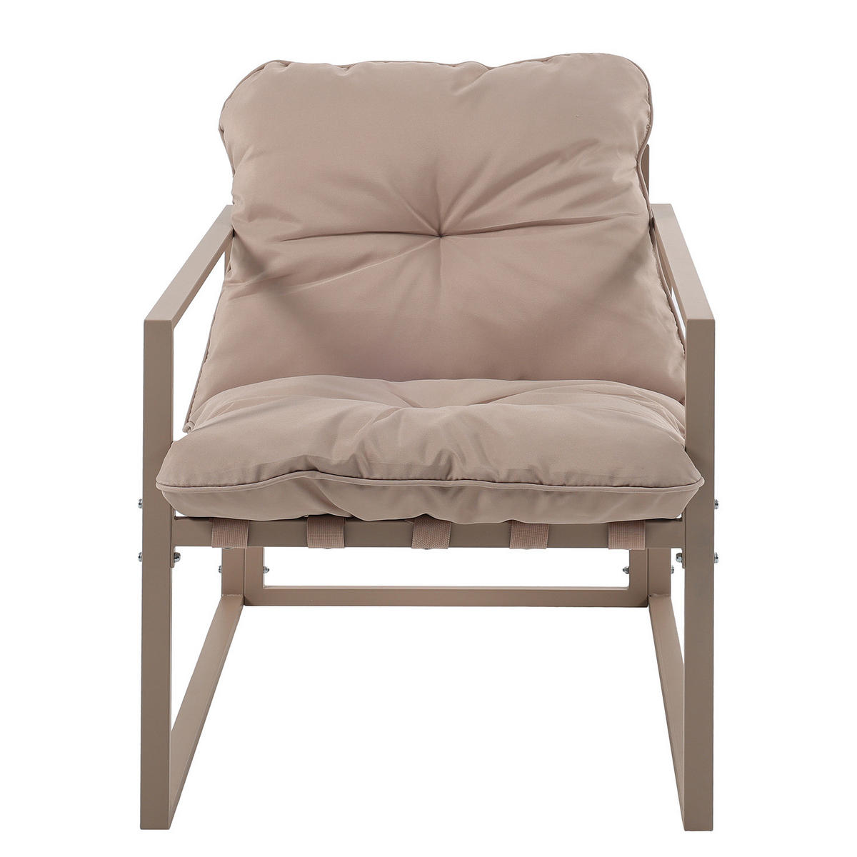 GARTENSITZGRUPPE - Eisen / Polyester - Schwarz / Grau - 4-teilig - Beige, Glas/Textil - home24