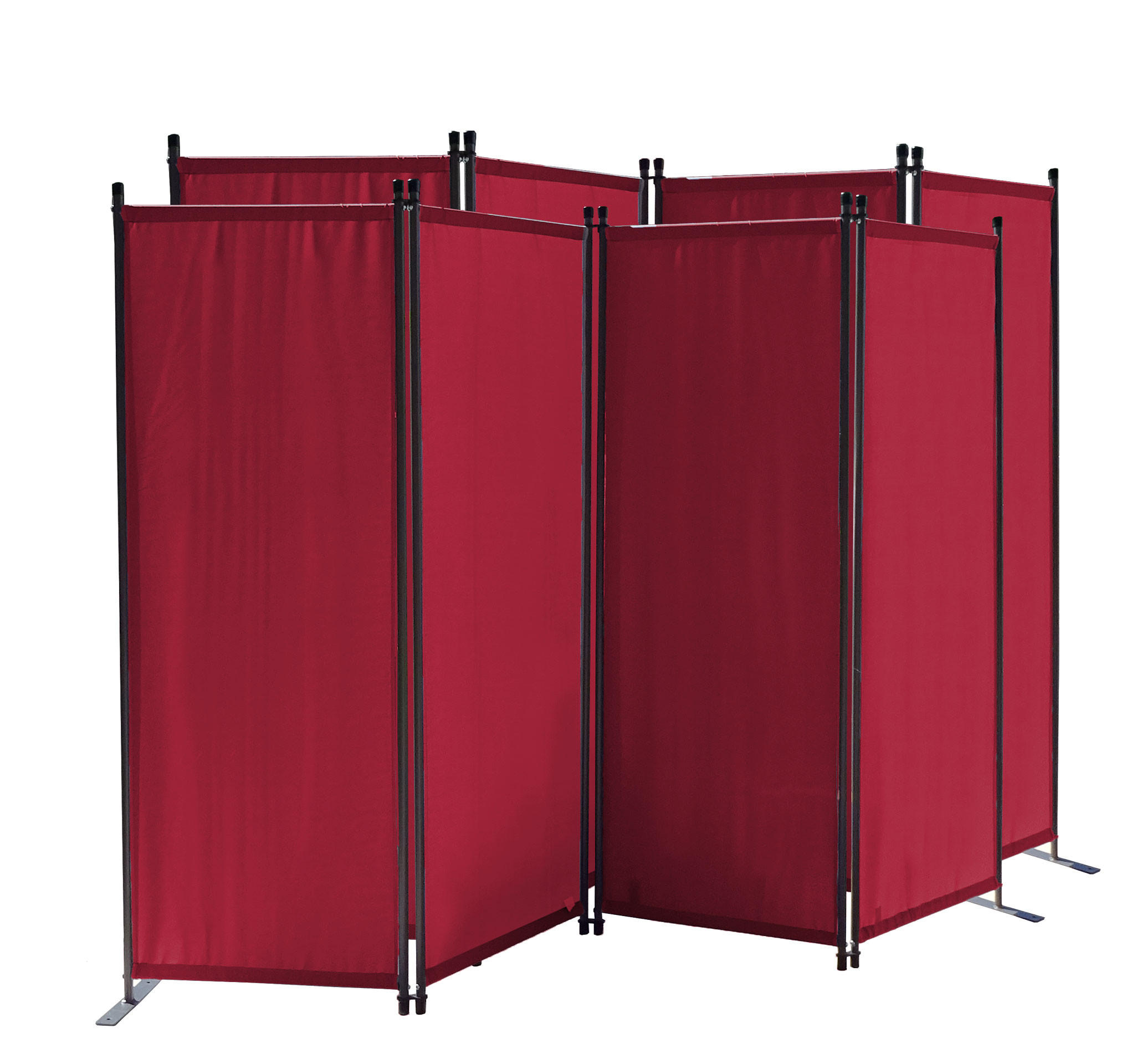 PARAVENT 2 Stück 4-tlg. 220x165 cm Rubinrot - Rot, Metall (220/165cm) - QUICK STAR