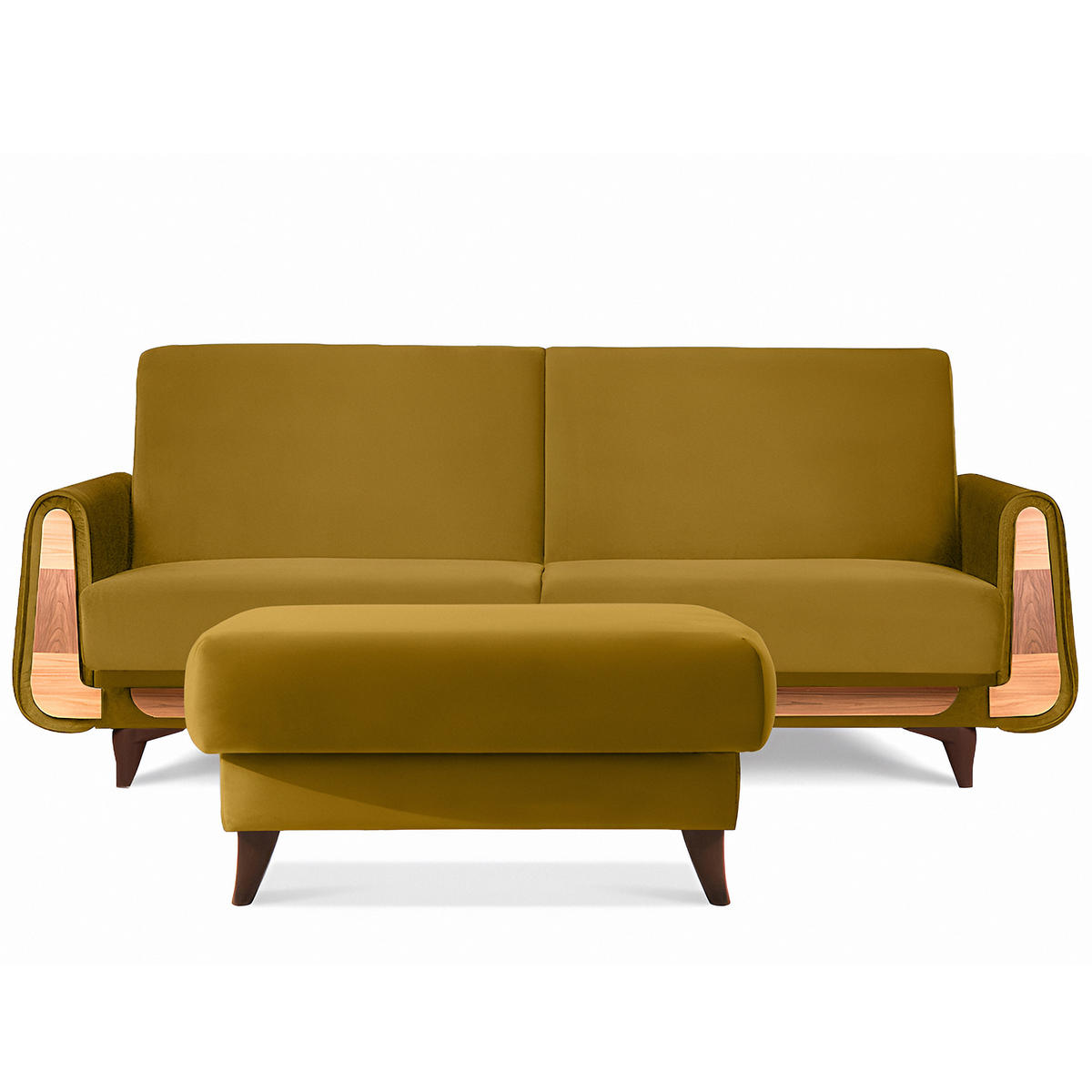 HOCKER GUSTAVO Velours, Gelb - Gelb, Holz/Holzwerkstoff (92/49/92cm) - KONSIMO®