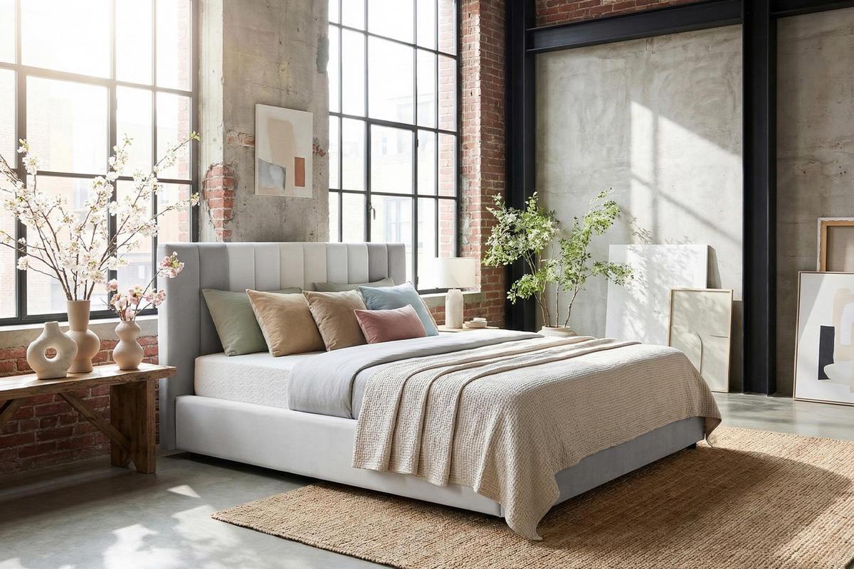 POLSTERBETT CATTURA Grau Velvet - Grau, Textil (180/200cm) - KAWOLA