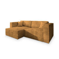 ROHOVÁ SEDAČKA NERIO žlutá - šedá/žlutá, dřevo/textil (245/148cm) - MASSENO