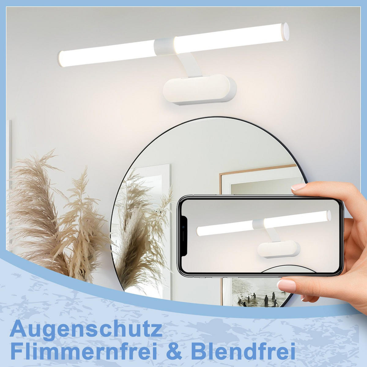 SPIEGELLEUCHTE Halle 60/9.6/16.8 cm - Weiß, Metall (60/9.6/16.8cm) - Nettlife