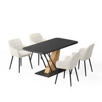 JEDILNA MIZA Fenaro, Črna/Zlati hrast z močjo, 120 x 80 cm s 4 jedilnimi stoli - črna/barve hrasta, leseni material (120/76/80cm) - Vicco