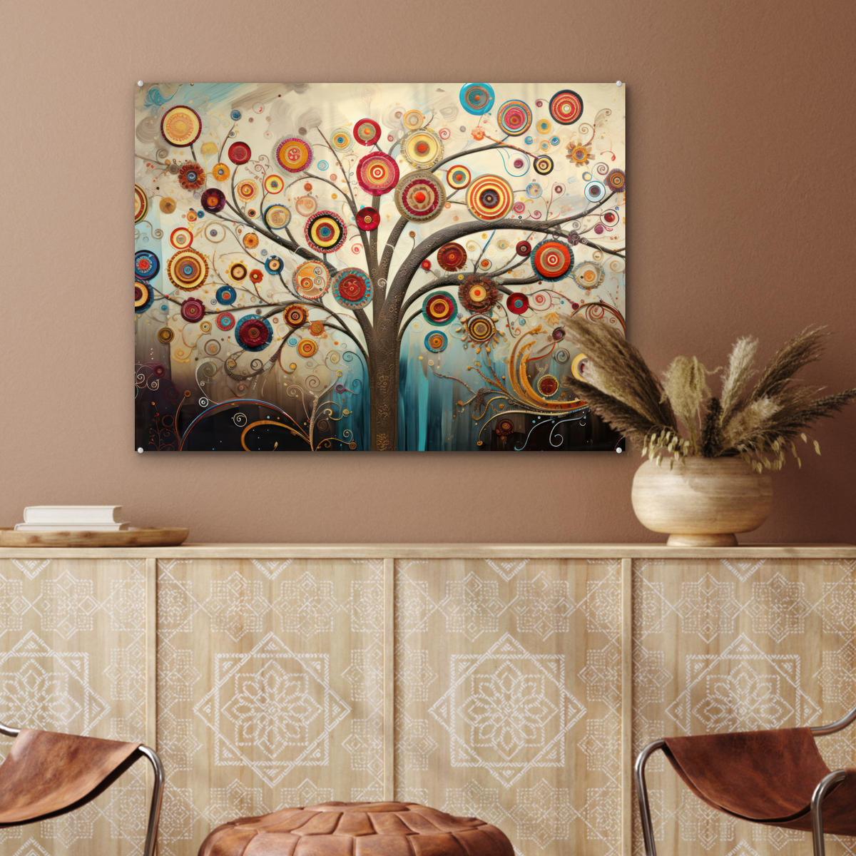 OBRAZ NA AKRYLOVOM SKLE Strom - Strom života - Farba 80x60 cm - hnedá, sklo (80/60cm) - MuchoWow