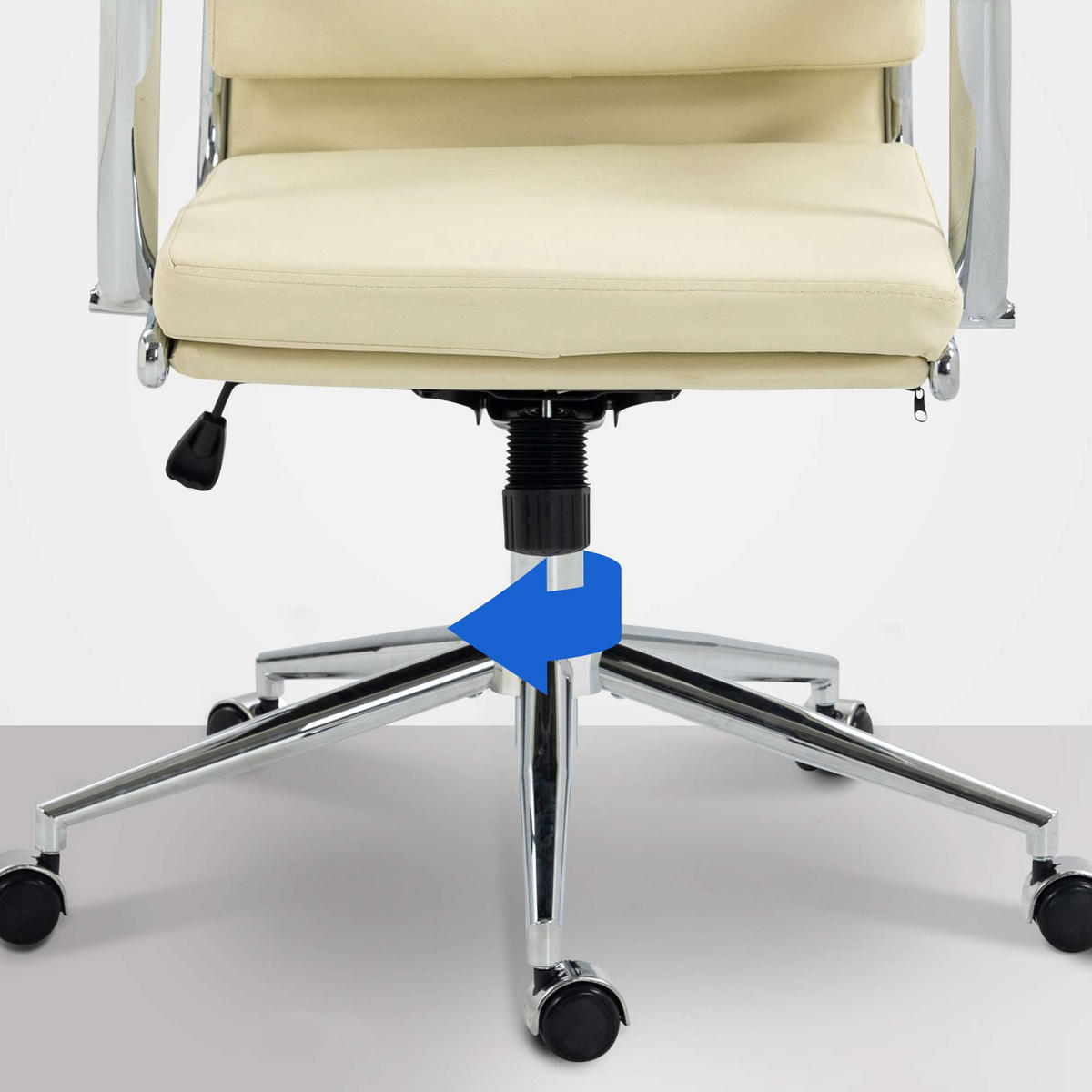 CHEFSESSEL Lederlook creme - Chromfarben/Creme, Textil/Metall (61/107/65cm) - CLP