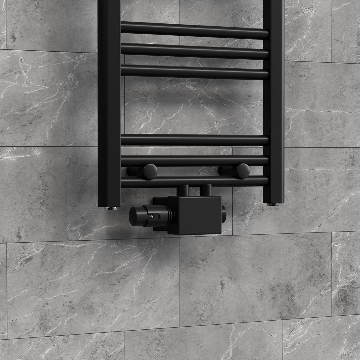ANSCHLUSSGARNITUR Badheizkörper Schwarz - Schwarz, Metall - LuxeBath
