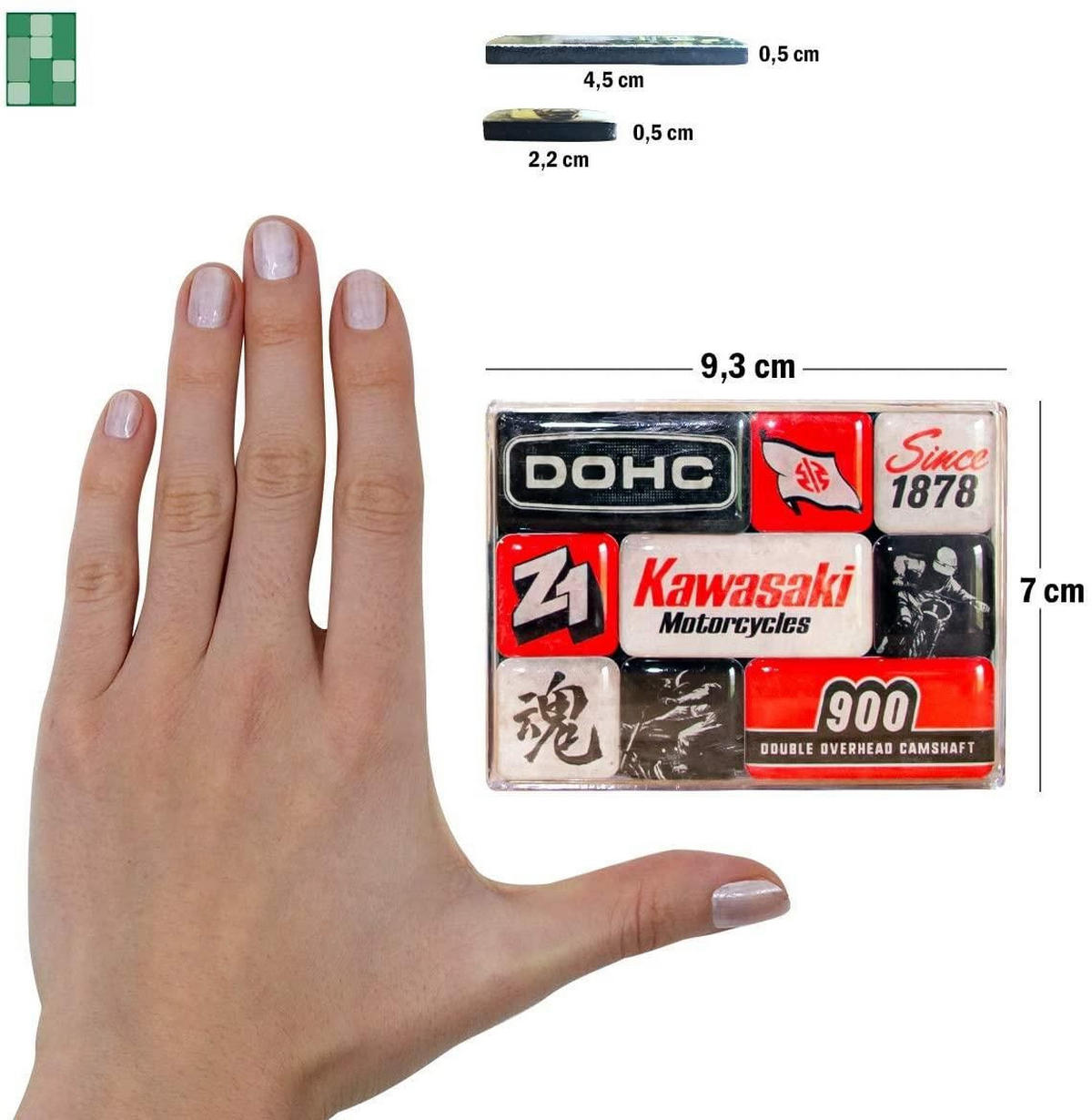 MAGNETSET 9-teilig Kawasaki Motorcycles Since 1878 - Multicolor, Metall (9/7/2cm) - Nostalgic-Art