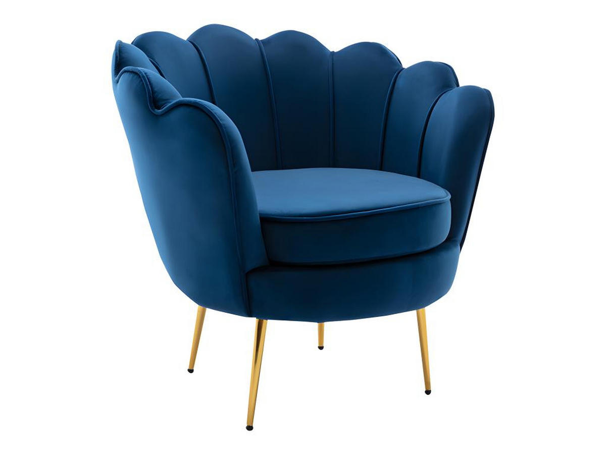 COUCHGARNITUR Muschel 2+1 - Samt - Dunkelblau - DANDELION - Blau, Textil (75/78/124cm) - Pascal Morabito