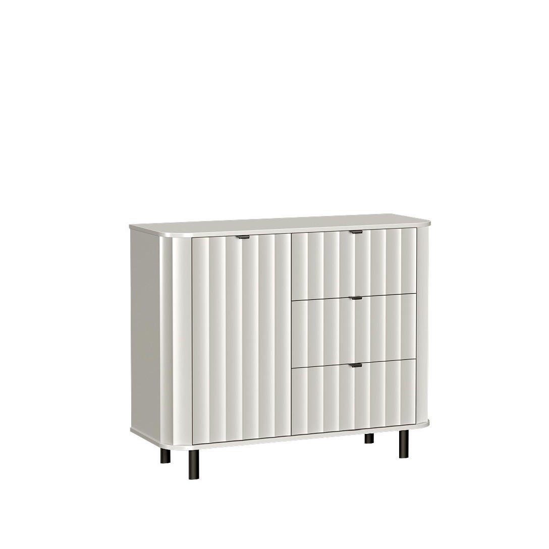 KOMMODE MODERNO 111/91/40,5cm mit 3 Schubladen 1 Türen Weiß - Weiß, Holzwerkstoff (111/91/40.5cm) - MASSENO