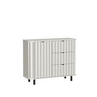 KOMMODE MODERNO 111/91/40,5cm mit 3 Schubladen 1 Türen Weiß - Weiß, Holzwerkstoff (111/91/40.5cm) - MASSENO