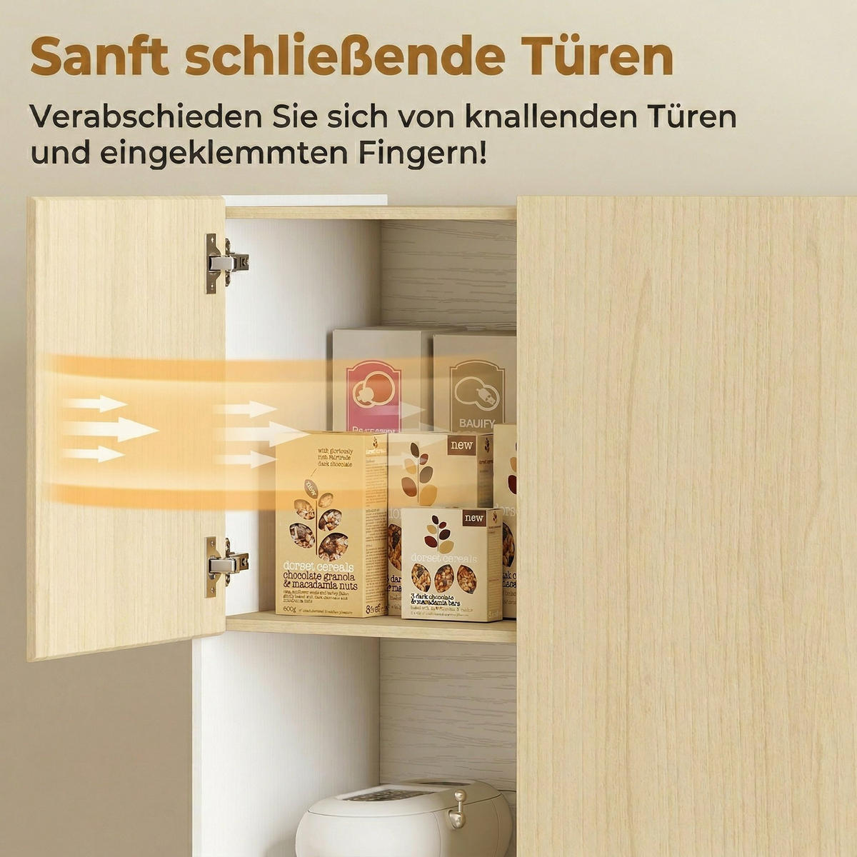 KÜCHENSCHRANK Spanplatte-MDF-Naturholz Weiß - Naturfarben, Holzwerkstoff (40/170/80cm) - HOMCOM